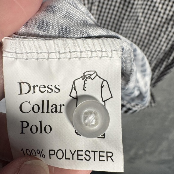 Collars & Co Polo Shirt Mens 2XL Black White Gingham Dress‎ Collar Short Sleeve - Picture 5 of 9